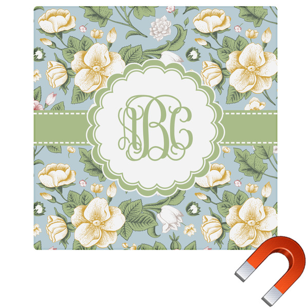 Custom Vintage Floral Square Car Magnet - 10" (Personalized)