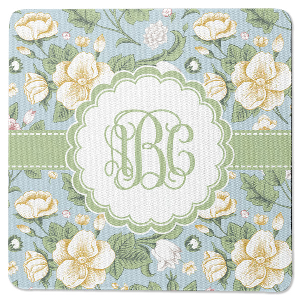 Custom Vintage Floral Square Rubber Backed Coaster (Personalized)