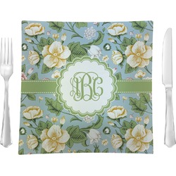 Vintage Floral Glass Square Lunch / Dinner Plate 9.5" (Personalized)