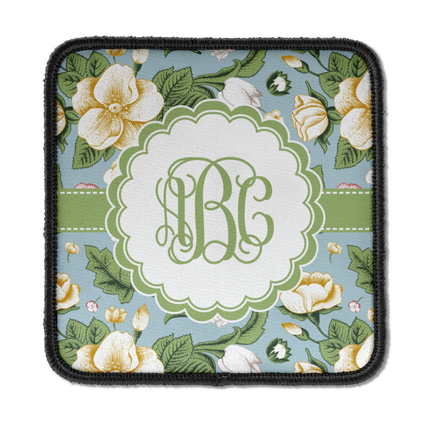 Custom Vintage Floral Iron On Square Patch w/ Monogram