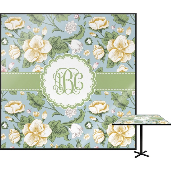 Custom Vintage Floral Square Table Top - 30" (Personalized)
