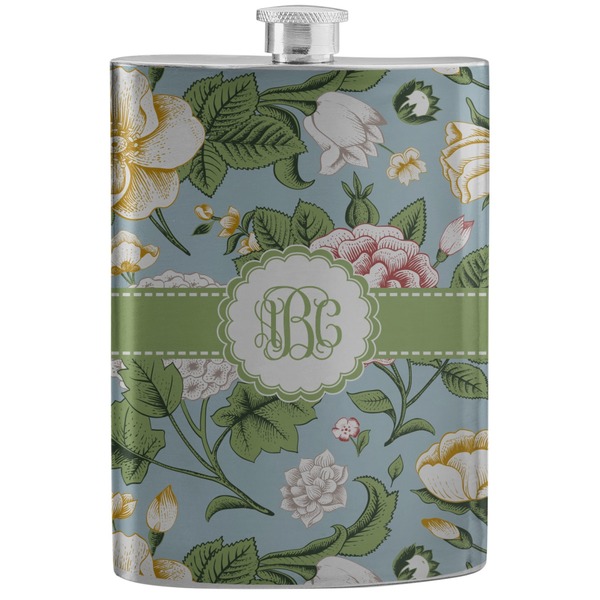 Custom Vintage Floral Stainless Steel Flask (Personalized)