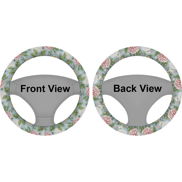 Vintage Floral Steering Wheel Cover- Front and Back