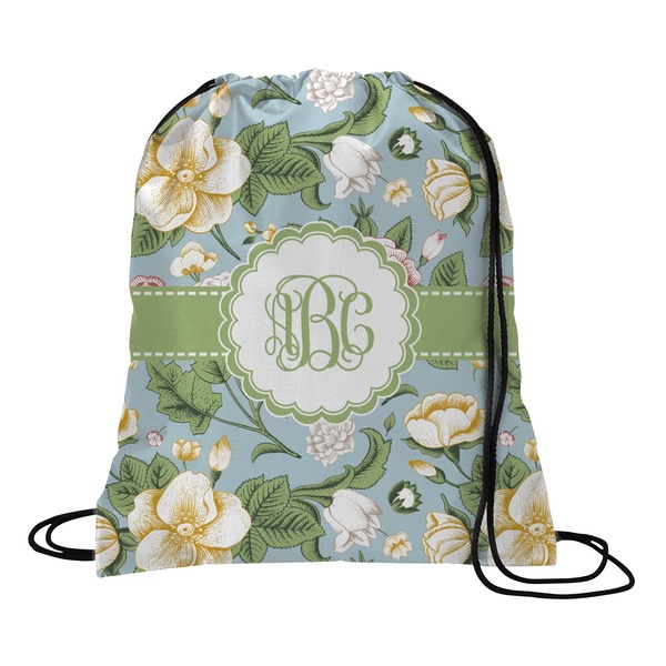 Custom Vintage Floral Drawstring Backpack - Large (Personalized)
