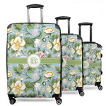 Vintage Floral 3 Piece Luggage Set - 20" Carry On, 24" Medium Checked, 28" Large Checked (Personalized)