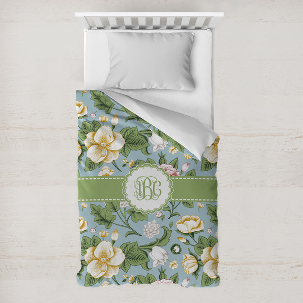 Custom Vintage Floral Toddler Duvet Cover w/ Monogram