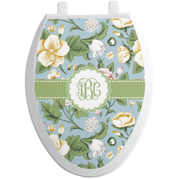 Custom Vintage Floral Toilet Seat Decal - Elongated (Personalized)
