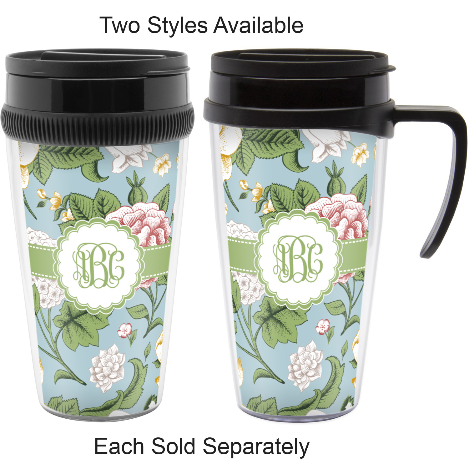 Vintage Floral Acrylic Travel Mug without Handle (Personalized) YouCustomizeIt