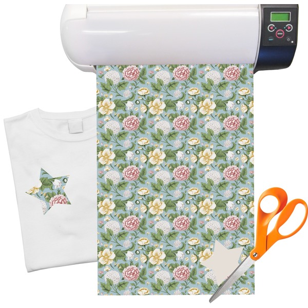 Custom Vintage Floral Heat Transfer Vinyl Sheet (12"x18")
