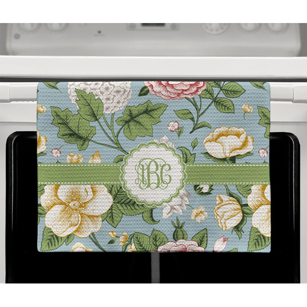 Vintage Floral Waffle Weave Towel - Full Color Print - Lifestyle2 Image