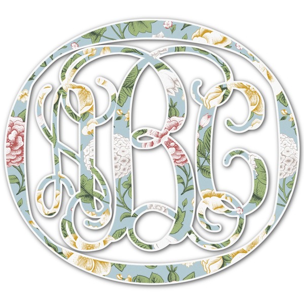 Custom Vintage Floral Monogram Decal - Small (Personalized)