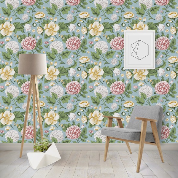 Custom Vintage Floral Wallpaper & Surface Covering (Peel & Stick - Repositionable)