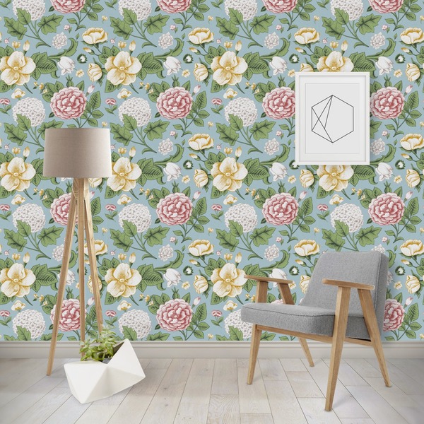 Custom Vintage Floral Wallpaper & Surface Covering (Water Activated - Removable)