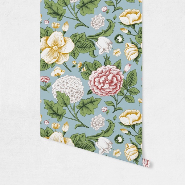 Vintage Floral Wallpaper on Wall