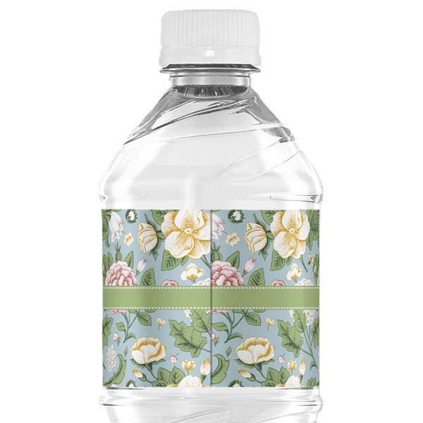 Vintage Floral Water Bottle Label - Back View