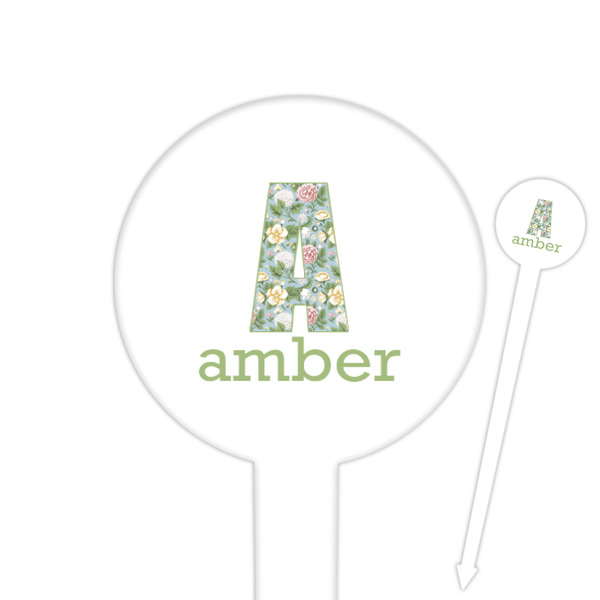 Custom Vintage Floral Round Plastic Food Picks (Personalized)