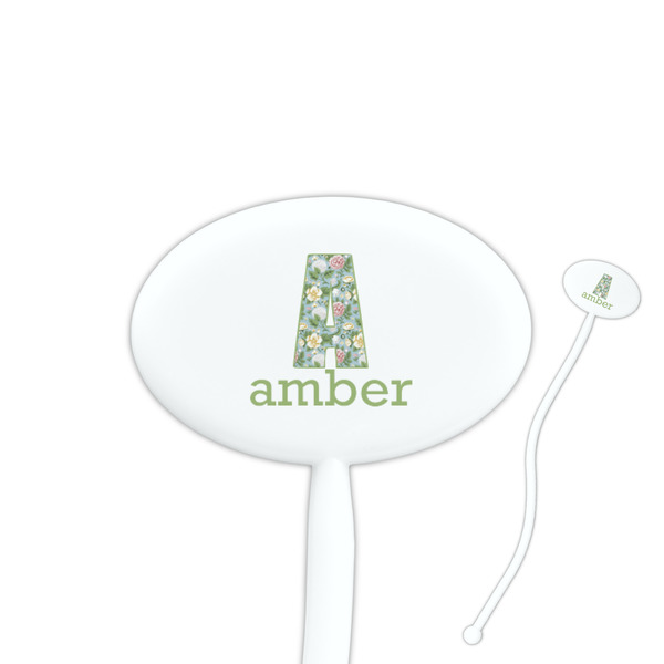 Custom Vintage Floral Oval Plastic Stir Sticks (Personalized)