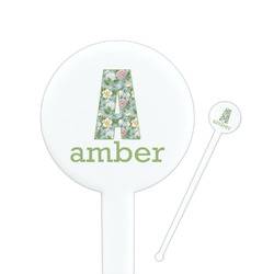 Vintage Floral 7" Round Plastic Stir Sticks - White - Double Sided (Personalized)