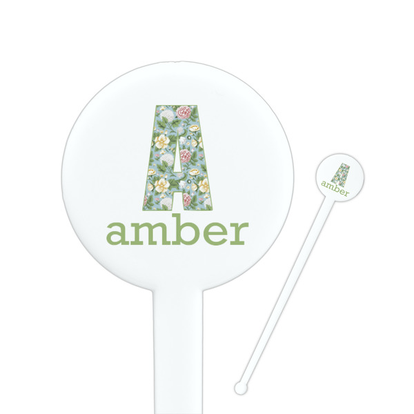 Custom Vintage Floral Round Plastic Stir Sticks (Personalized)