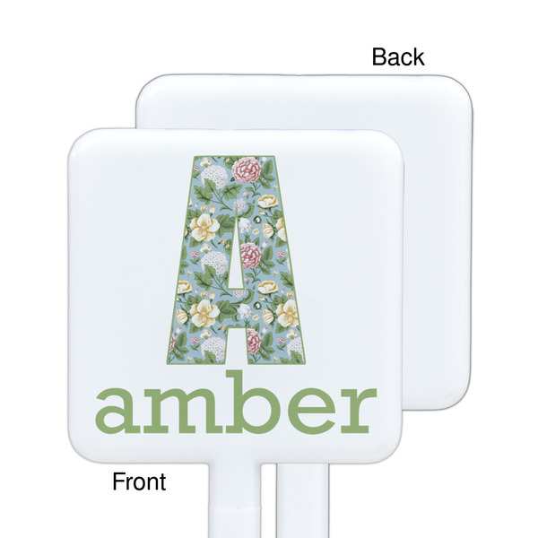 Vintage Floral White Plastic Stir Stick - Single Sided - Square - Approval