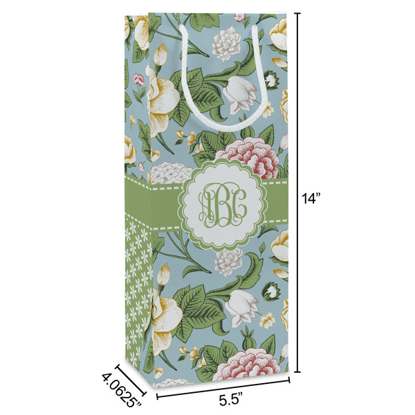 Vintage Floral Wine Gift Bag - Dimensions