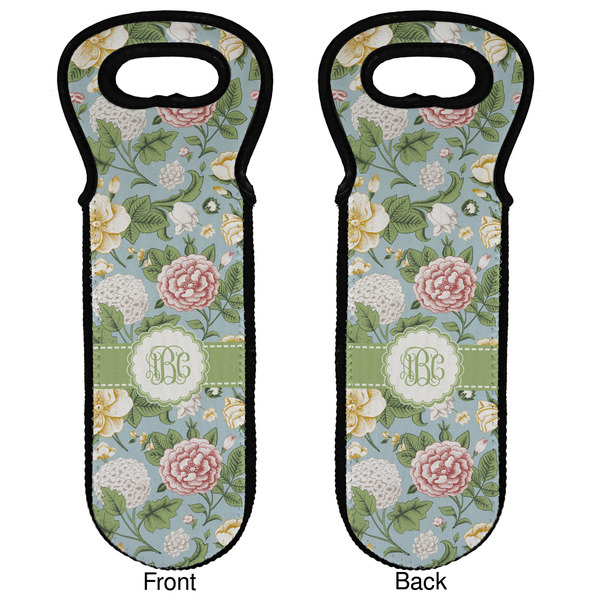 Vintage Floral Wine Tote Front & Back