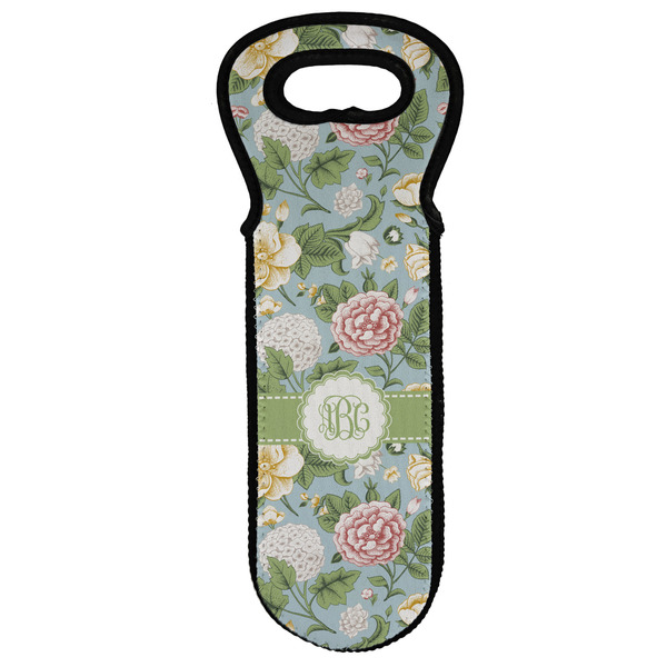 Custom Vintage Floral Wine Tote Bag (Personalized)