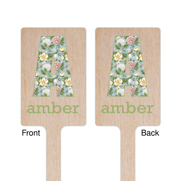 Vintage Floral Wooden 6.25" Stir Stick - Rectangular - Double Sided - Front & Back