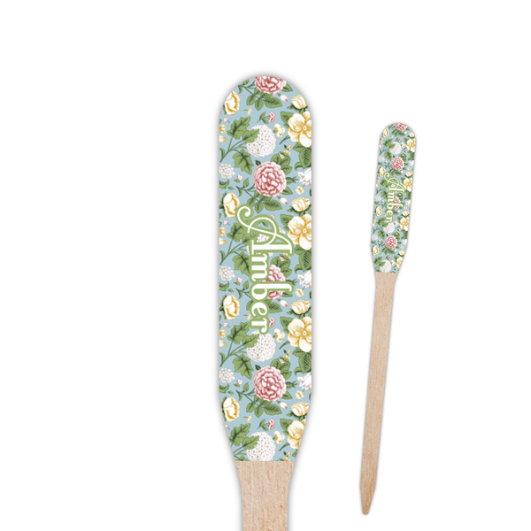 Custom Vintage Floral Paddle Wooden Food Picks (Personalized)