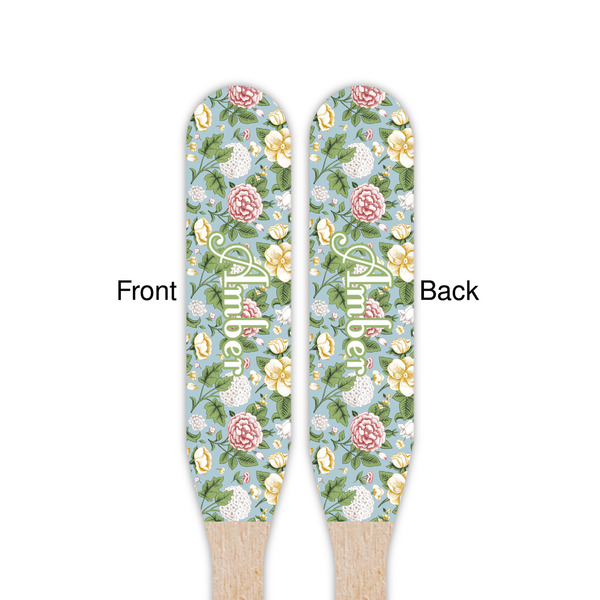 Vintage Floral Wooden Food Pick - Paddle - Double Sided - Front & Back