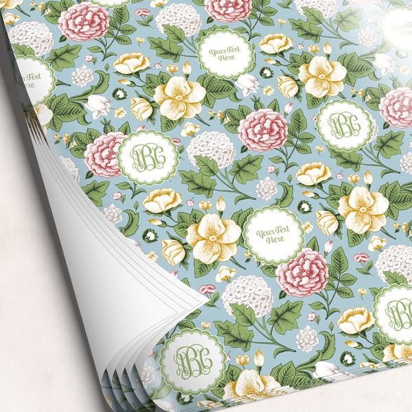 Custom Vintage Floral Wrapping Paper Sheets - Single-Sided - 20" x 28" (Personalized)
