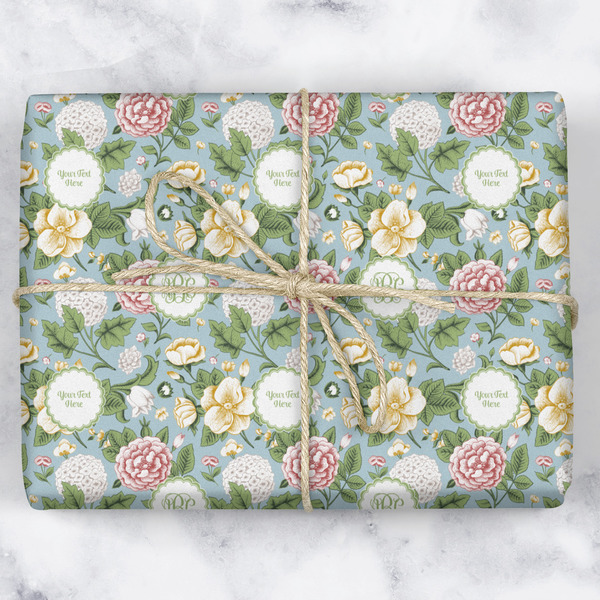 Vintage Floral Wrapping Paper Roll - Matte - Wrapped Box