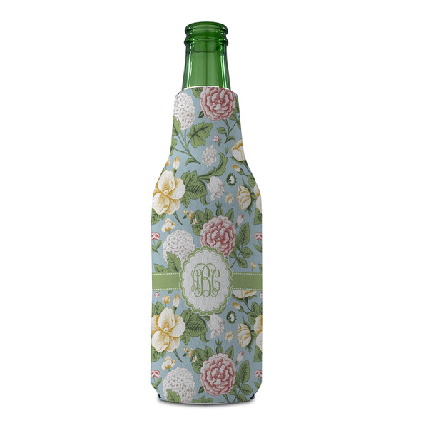 Vintage Floral Zipper Bottle Cooler - FRONT (bottle)