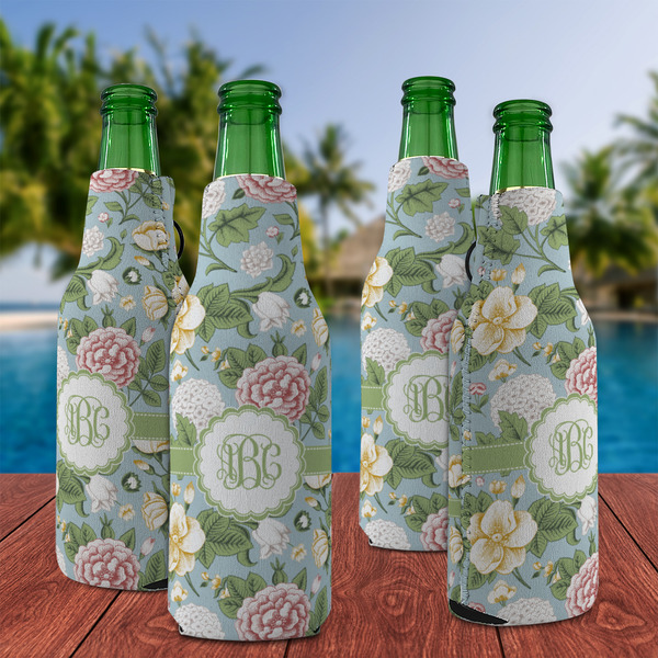 Vintage Floral Zipper Bottle Cooler - Set of 4 - LIFESTYLE