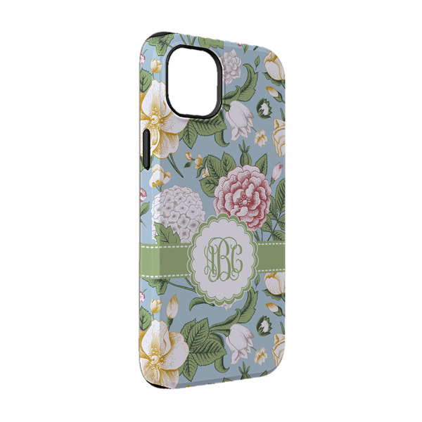 Custom Vintage Floral iPhone Case - Rubber Lined - iPhone 14 Pro (Personalized)