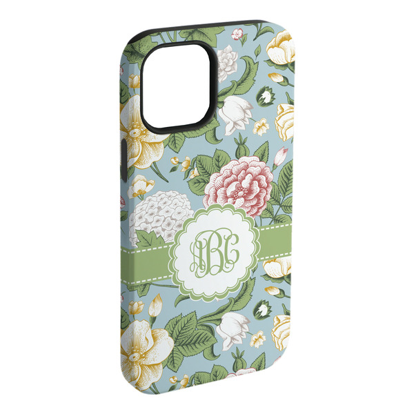 Custom Vintage Floral iPhone Case - Rubber Lined (Personalized)