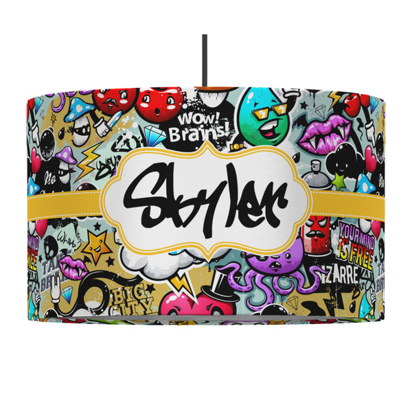 Custom Graffiti 12" Drum Pendant Lamp - Fabric (Personalized)