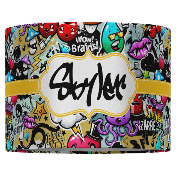 Graffiti 16" Drum Lampshade - FRONT (Fabric)