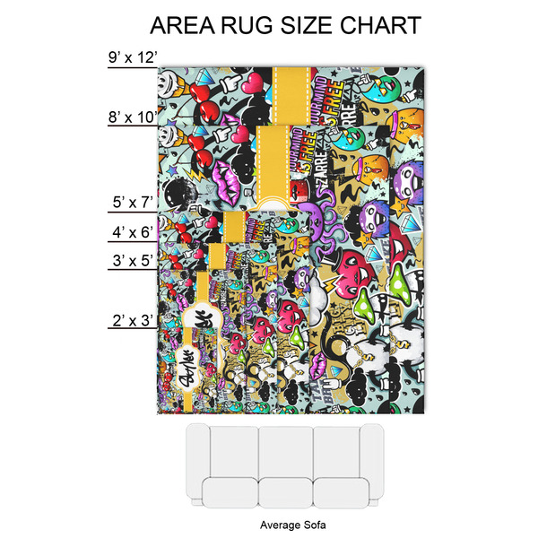 Graffiti 2'x3' Indoor Area Rugs - Size Chart