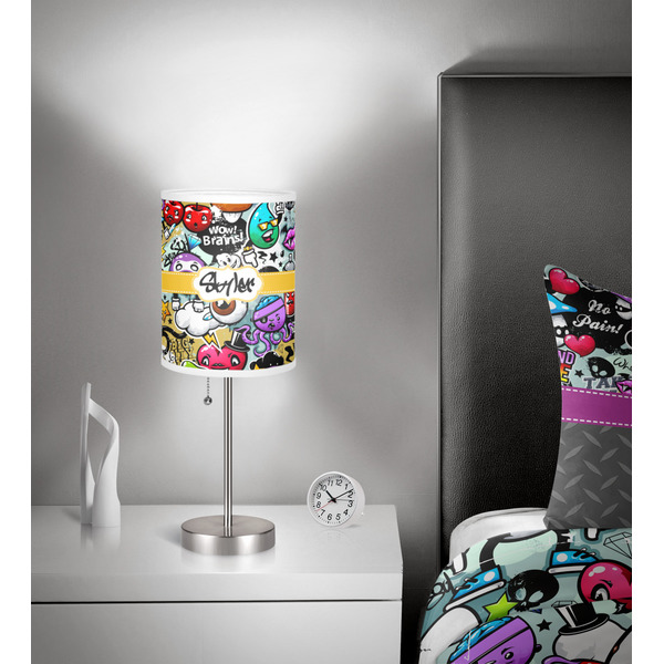 Graffiti 7 inch drum lamp shade - in room