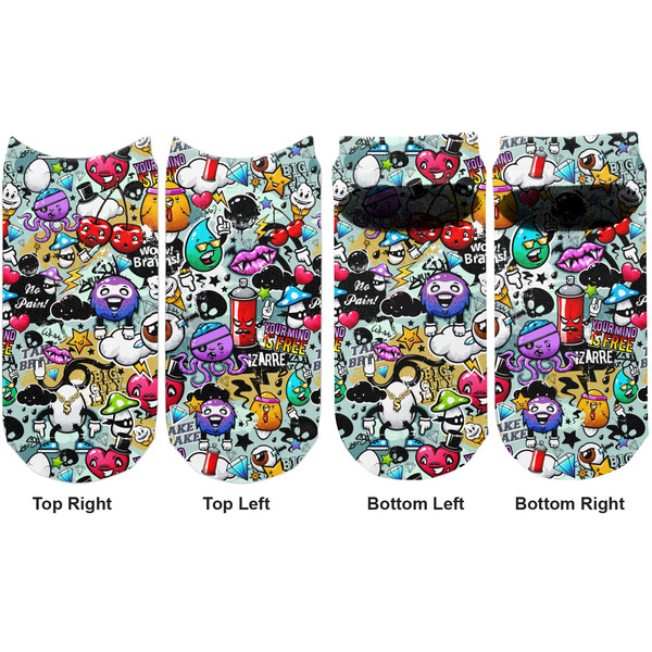 Graffiti Adult Ankle Socks - Double Pair - Front and Back - Apvl
