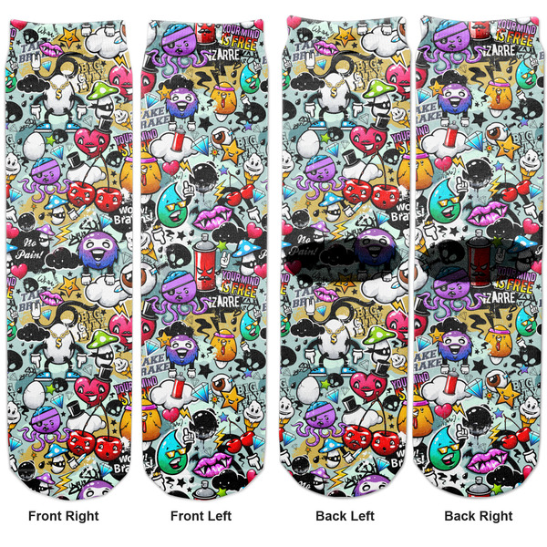 Graffiti Adult Crew Socks - Double Pair - Front and Back - Apvl