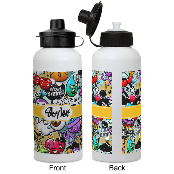 Graffiti Aluminum Water Bottle - White APPROVAL