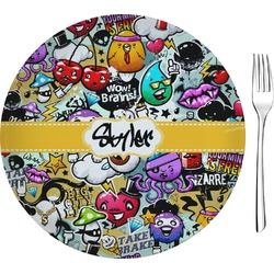 Graffiti 8" Glass Appetizer / Dessert Plates - Single or Set (Personalized)