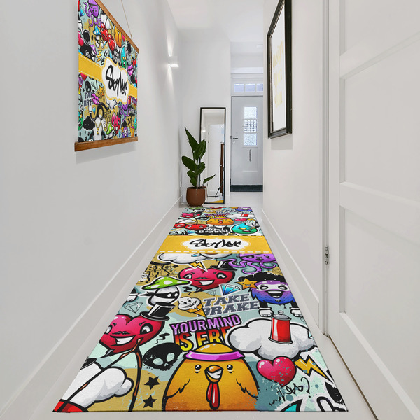 Graffiti Area Rug Sizes - In Context (vertical)