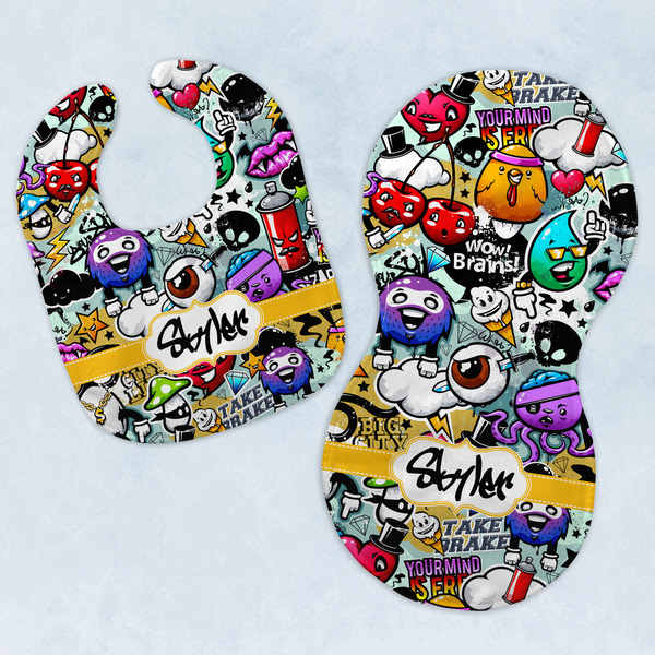Custom Graffiti Baby Bib & Burp Set w/ Name or Text