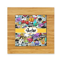 Graffiti Bamboo Trivet with Ceramic Tile Insert (Personalized)