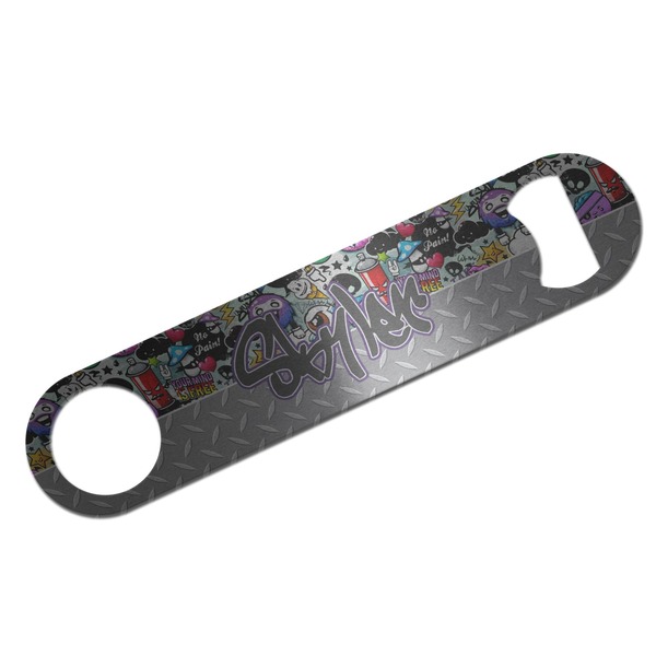 Custom Graffiti Bar Bottle Opener - Silver w/ Name or Text