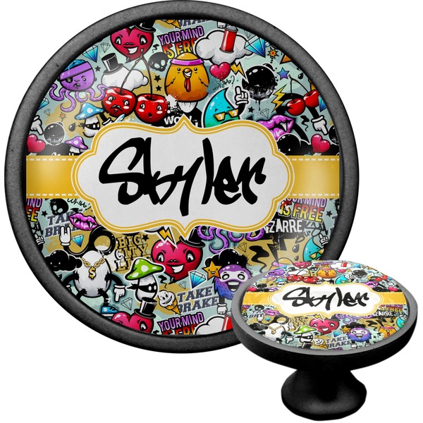Custom Graffiti Cabinet Knob (Black) (Personalized)