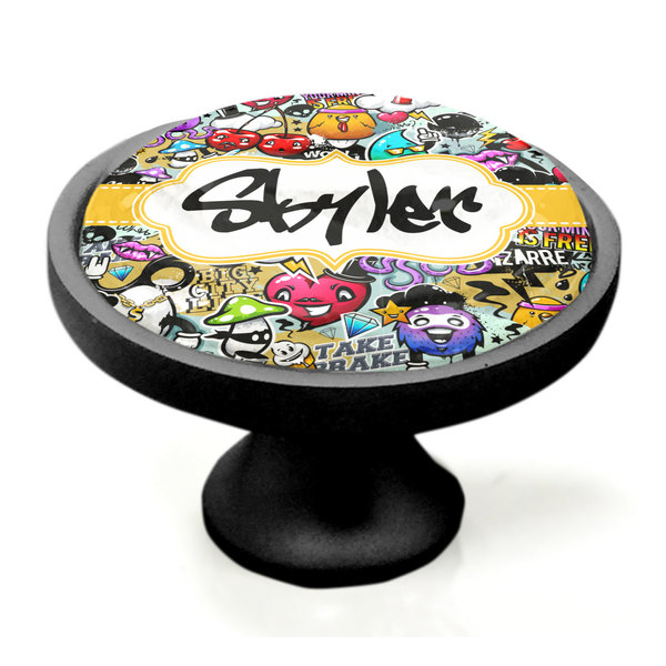 Graffiti Black Custom Cabinet Knob (Side)